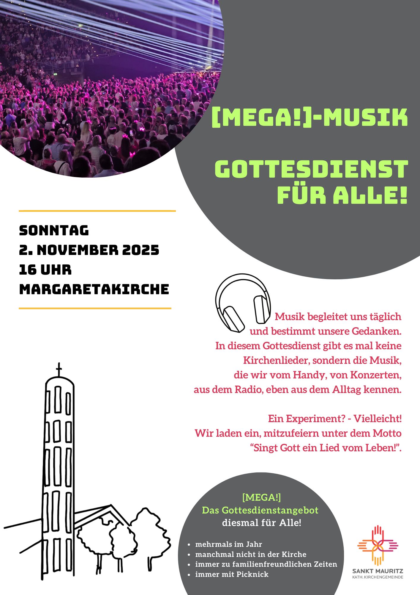 Plakat für den Mega-Gottesdienst am 2. November 2025