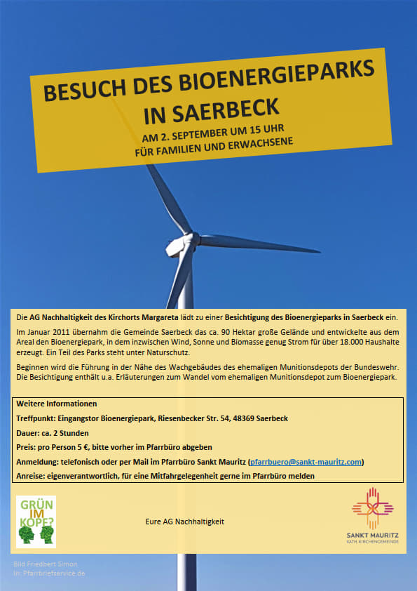Flyer Besuch des Bioenergieparks in Saebeck am 2. September 2023