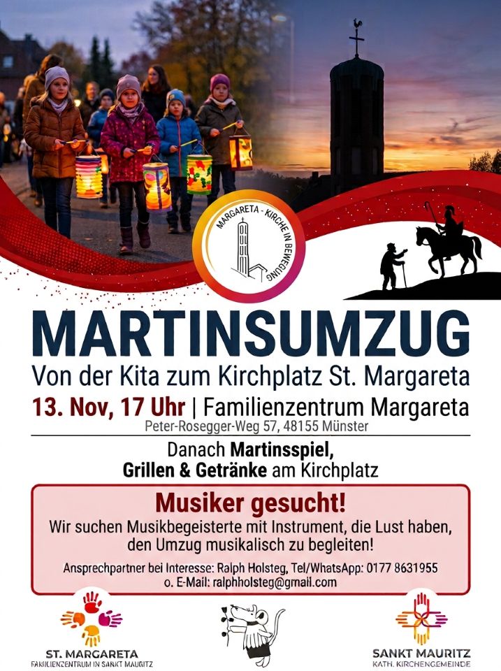 Plakat für den Martinsumzug von der Kita zum Kirchplatz Margareta
