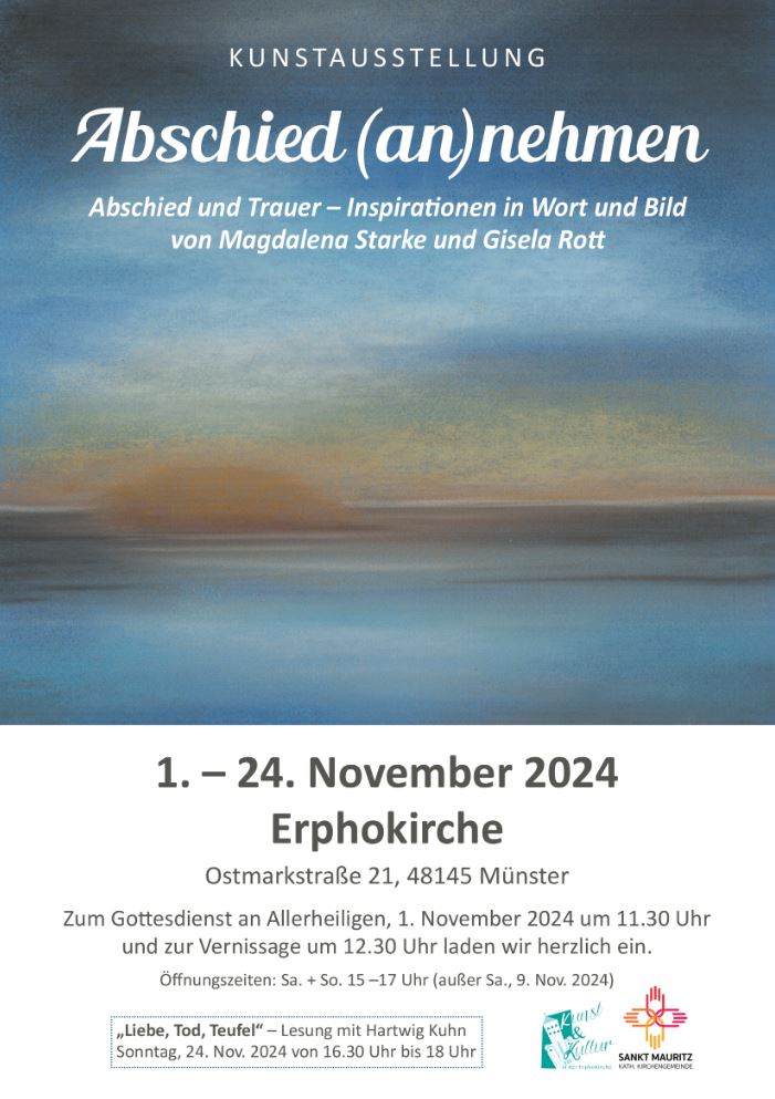 Plakat für die Ausstellung Abschied in der Erphokirche