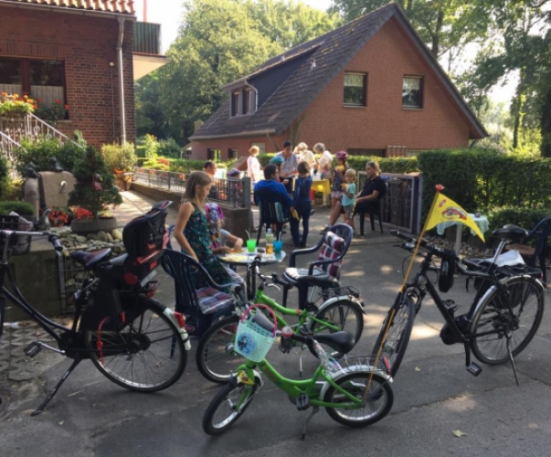 Waffelstation während der Fahrrad-Rallye